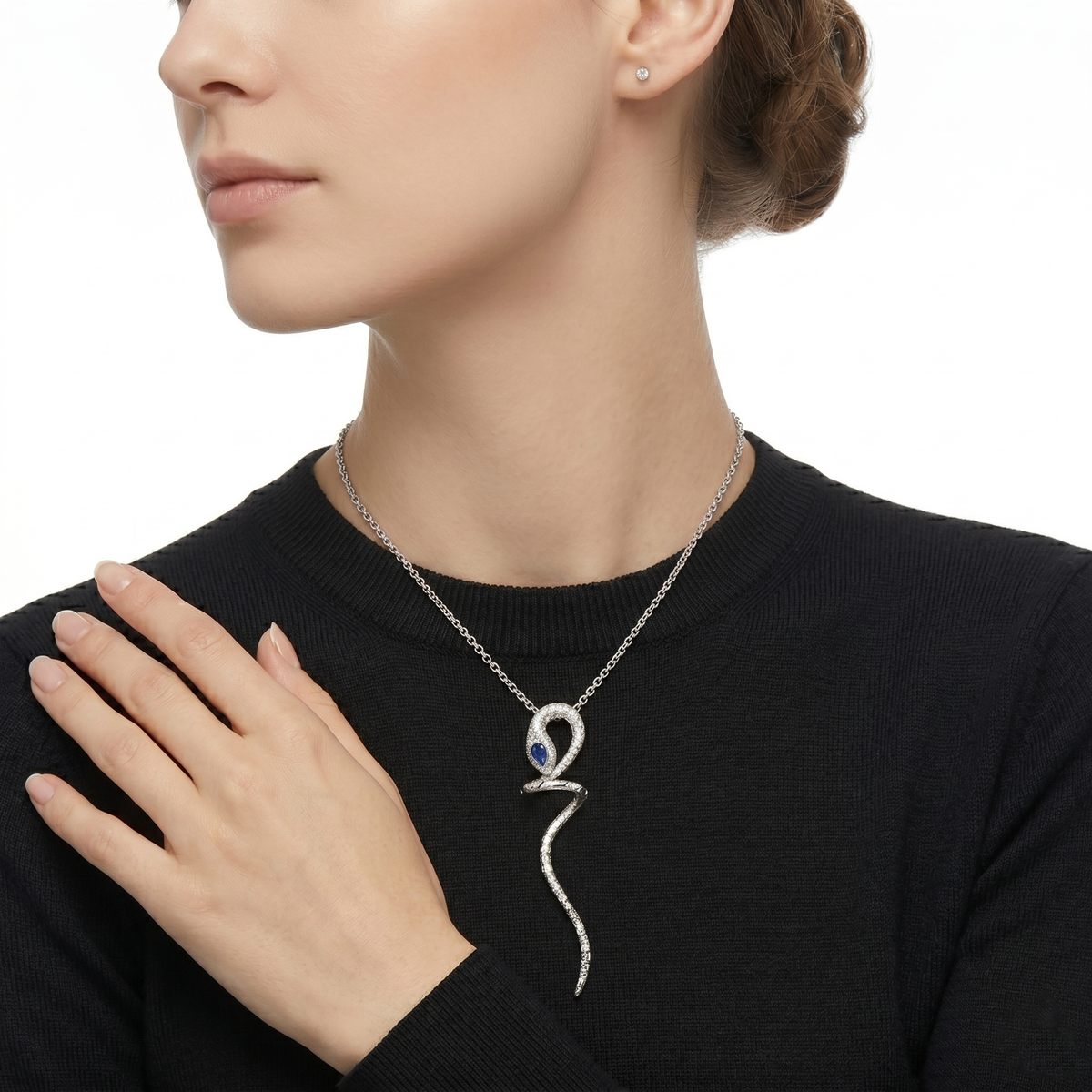 18KT White Gold Sapphire & Diamond Pendant