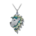 18KT Yellow Gold Enamel, Moonstone, Sapphire & Diamond Pendant