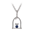 18KT White Gold Nestle Bird-in-Nest Pendant with Sapphire & Diamonds