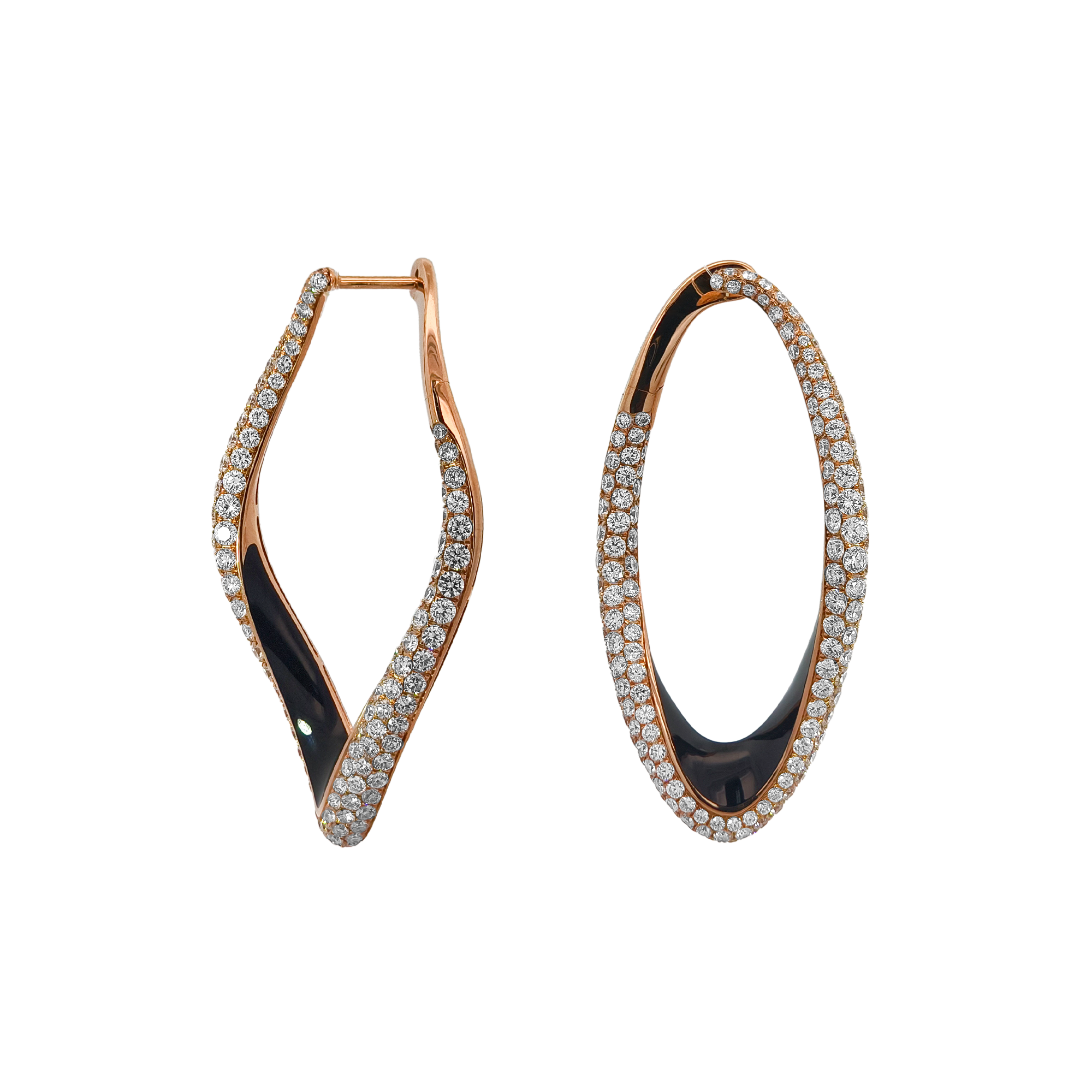 18KT Rose Gold Enamel & Diamond Earrings
