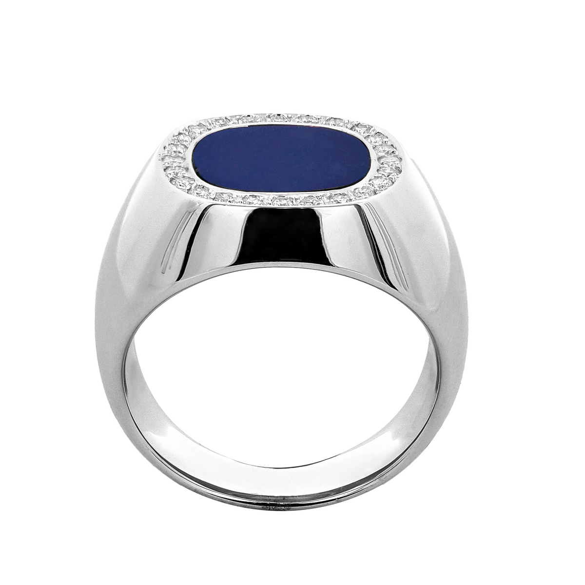 18KT White Gold Lapis& Diamond Ring