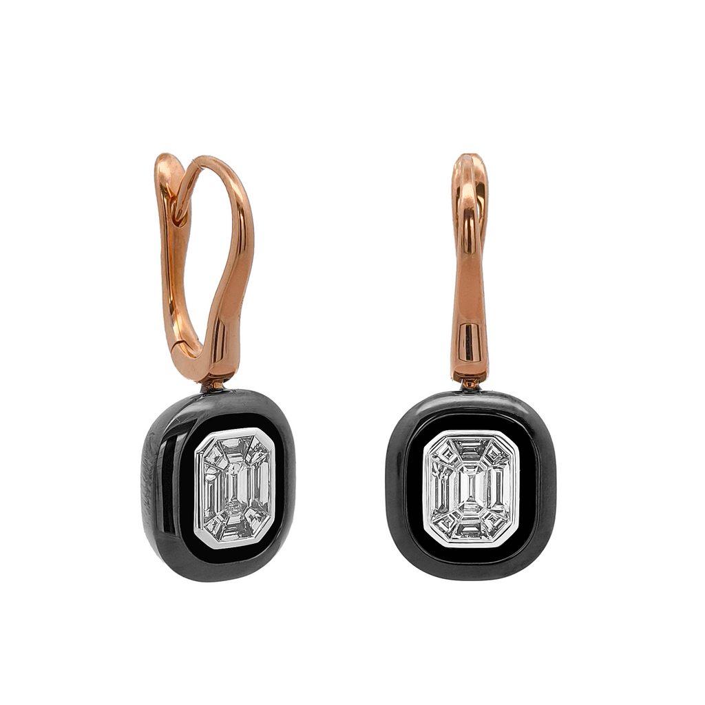 18KT Rose, White & Yellow Gold Diamond Earrings
