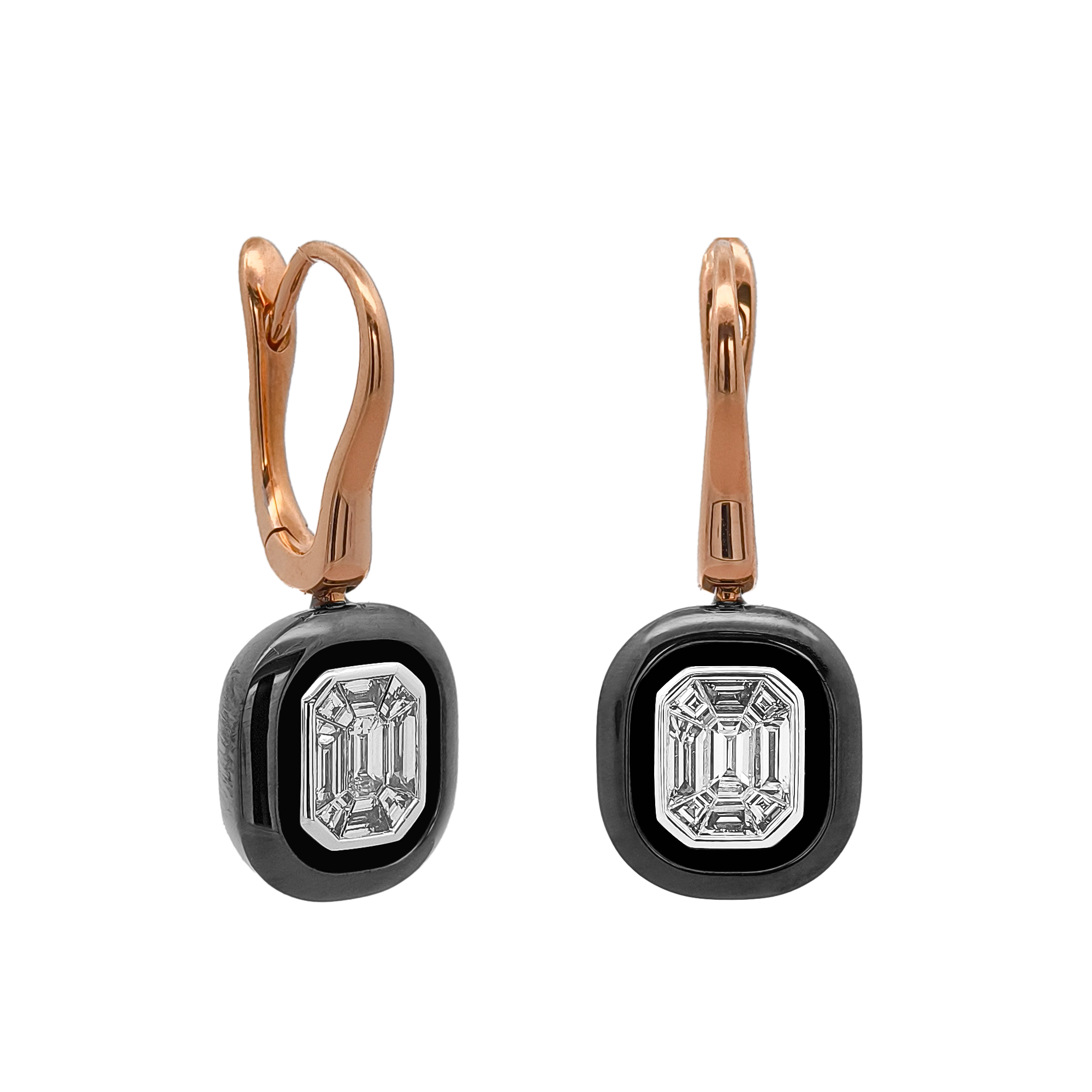 18KT Rose, White & Yellow Gold Diamond Earrings