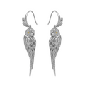 18KT White Gold Tropic Parrot Earrings with White Agate & Diamonds