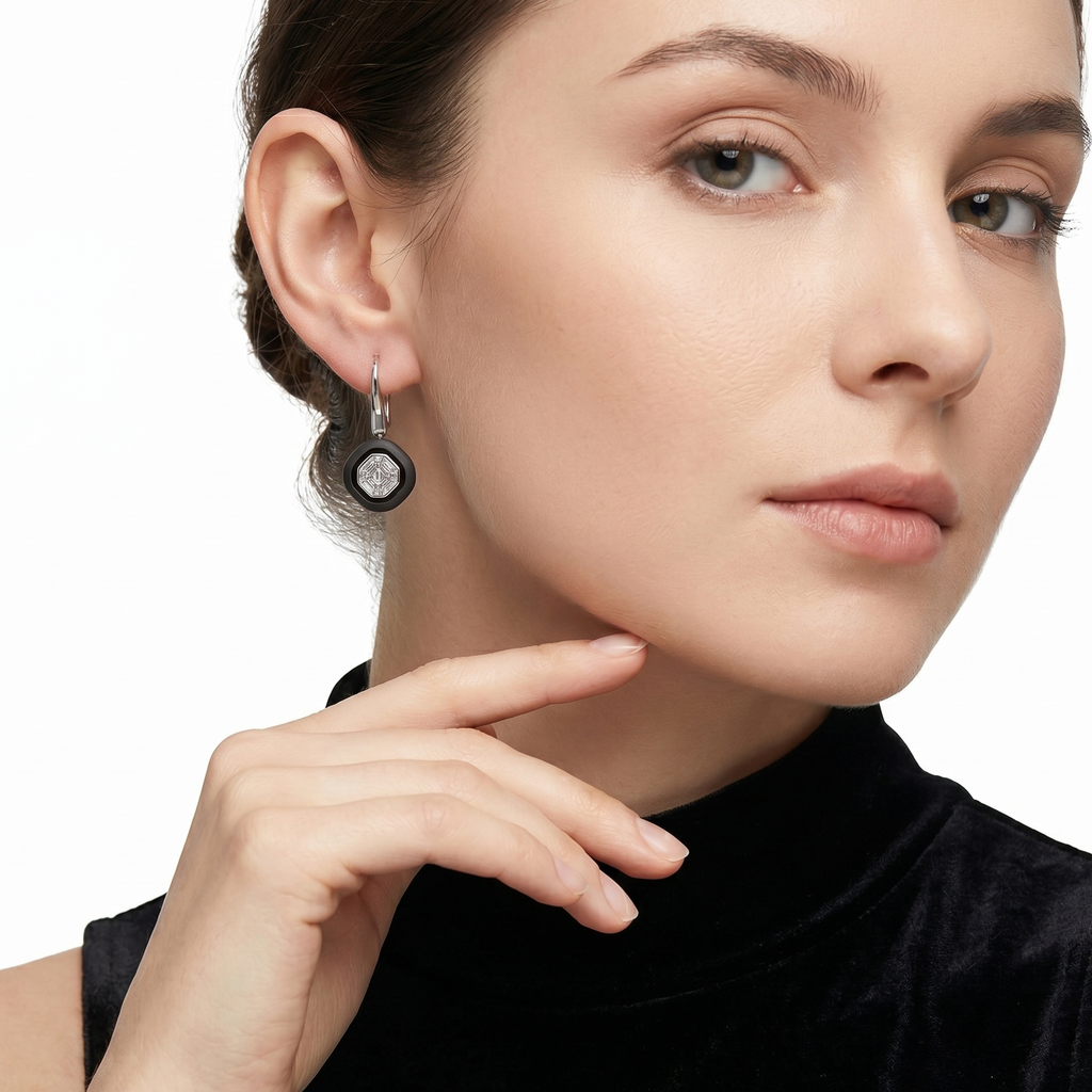 18KT White & Yellow Gold Diamond Earrings