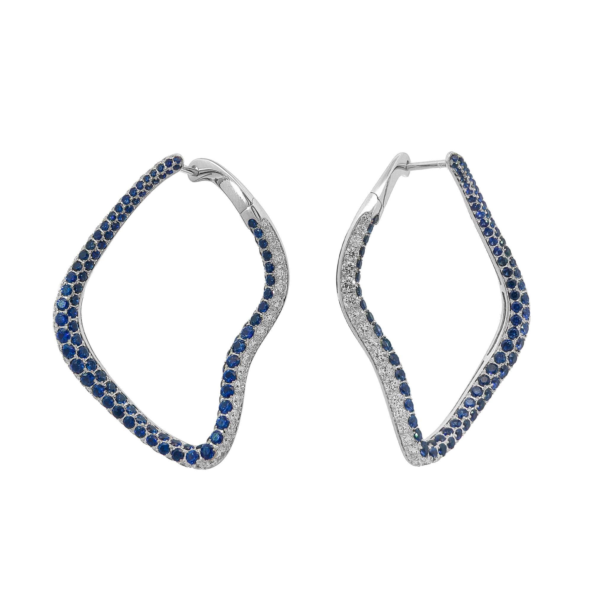 18KT White Gold Sapphire & Diamond Earrings