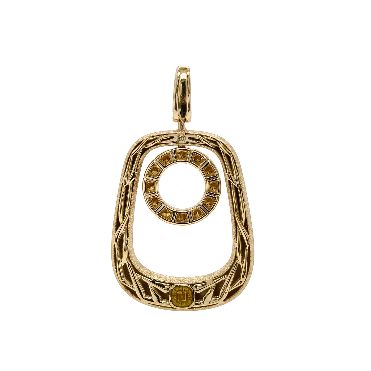 18KT Yellow Gold Enamel & Yellow Diamond Pendant