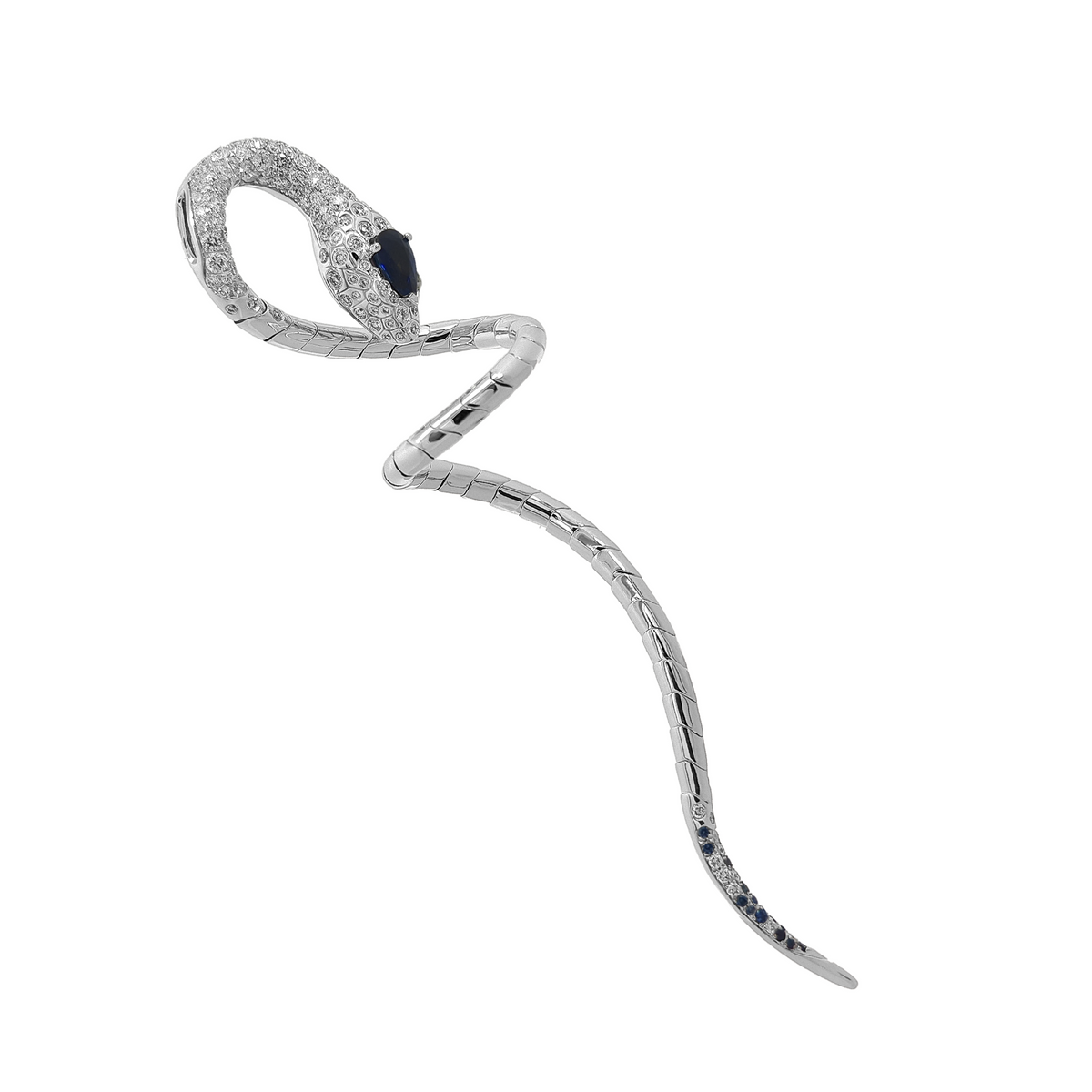 18KT White Gold Sapphire & Diamond Pendant