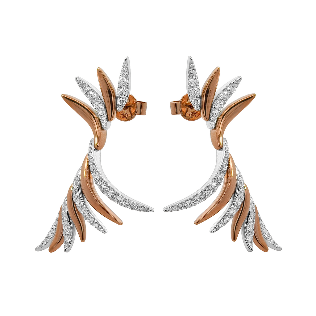 18KT Rose & White Gold Diamond Earrings