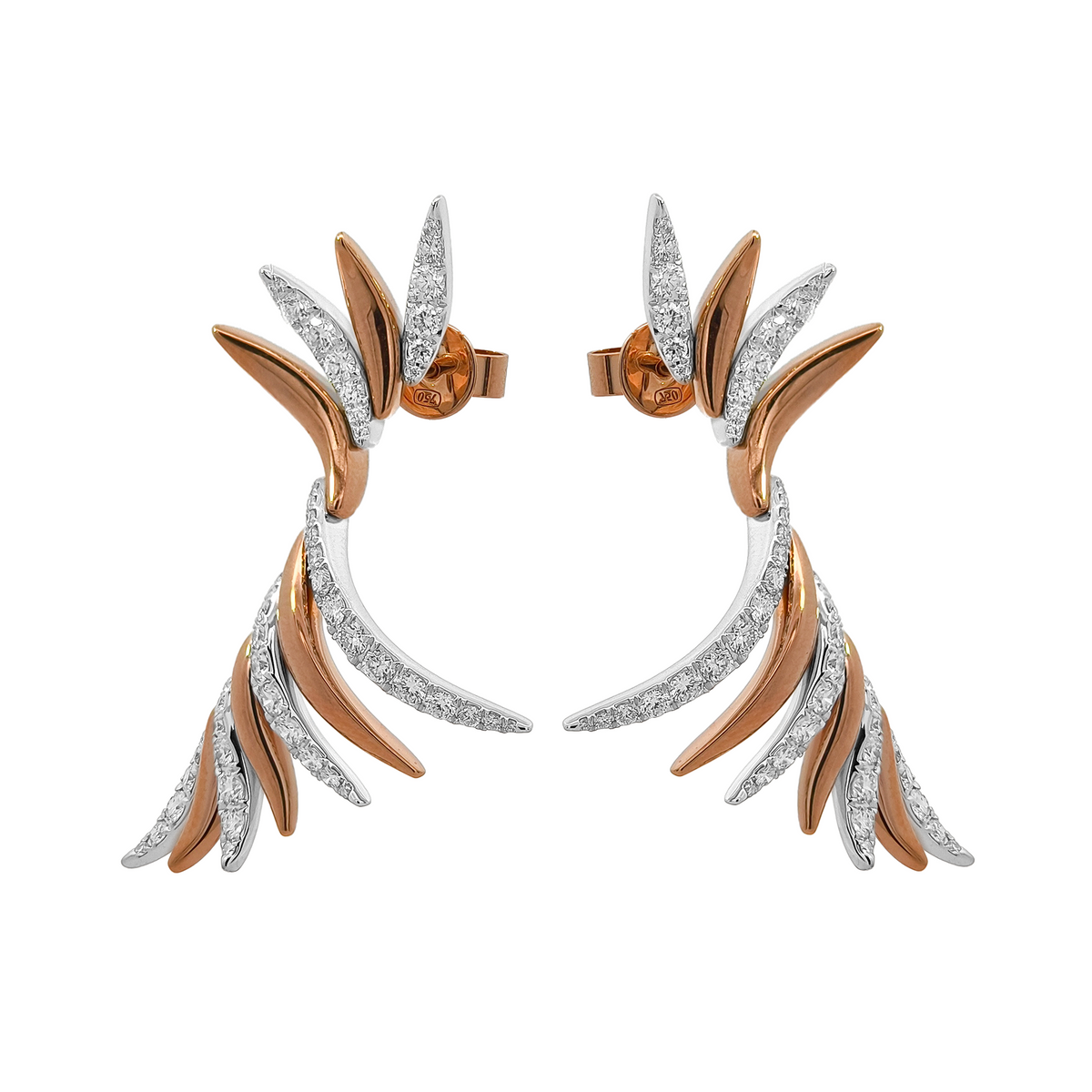 18KT Rose & White Gold Diamond Earrings