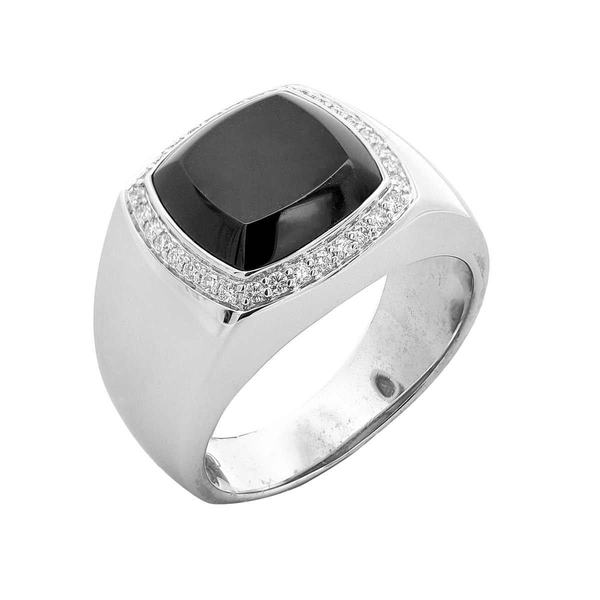 18KT White Gold Onyx & Diamond Ring