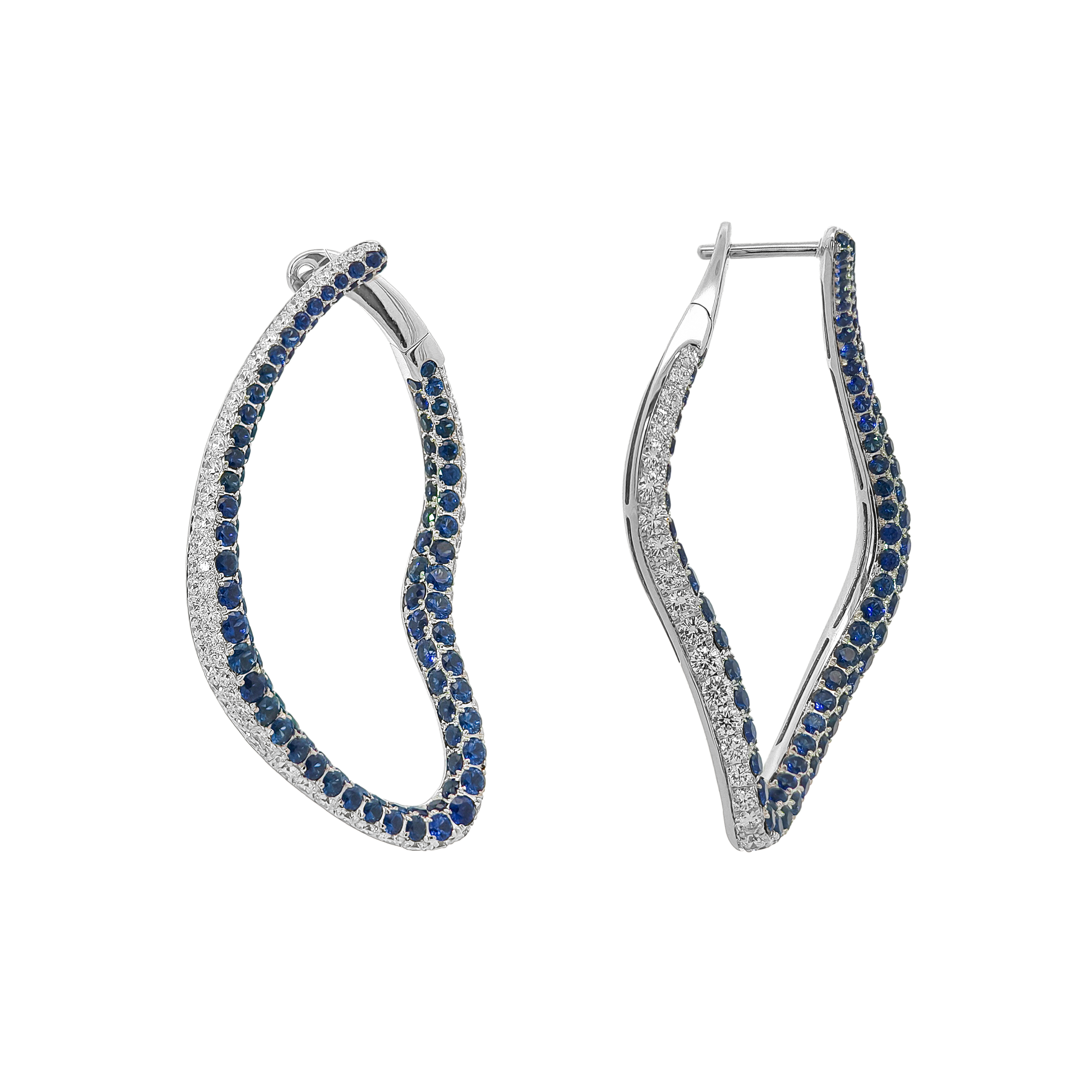 18KT White Gold Sapphire & Diamond Earrings