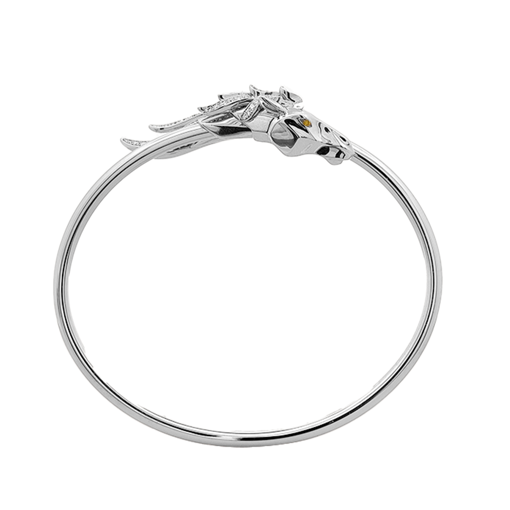 18KT White Gold Horse Bangle with Diamonds