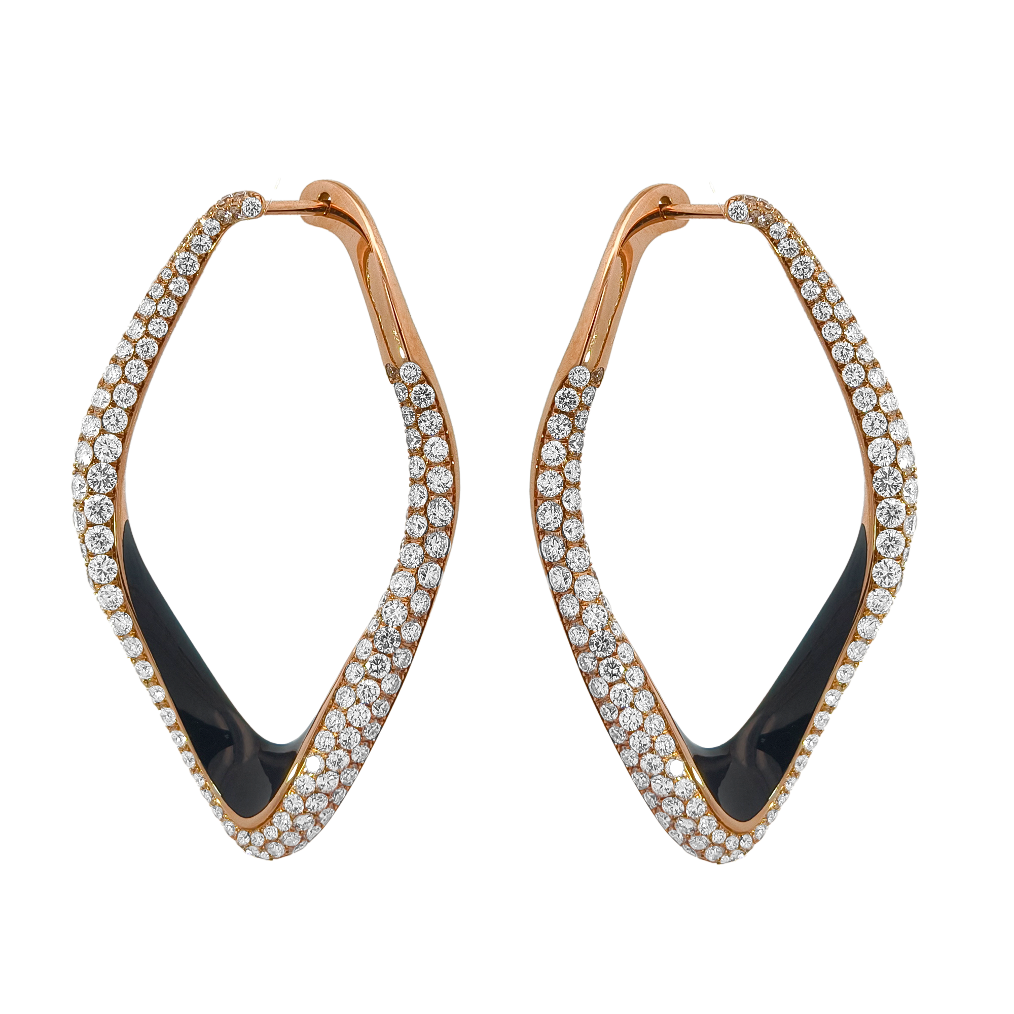 18KT Rose Gold Enamel & Diamond Earrings