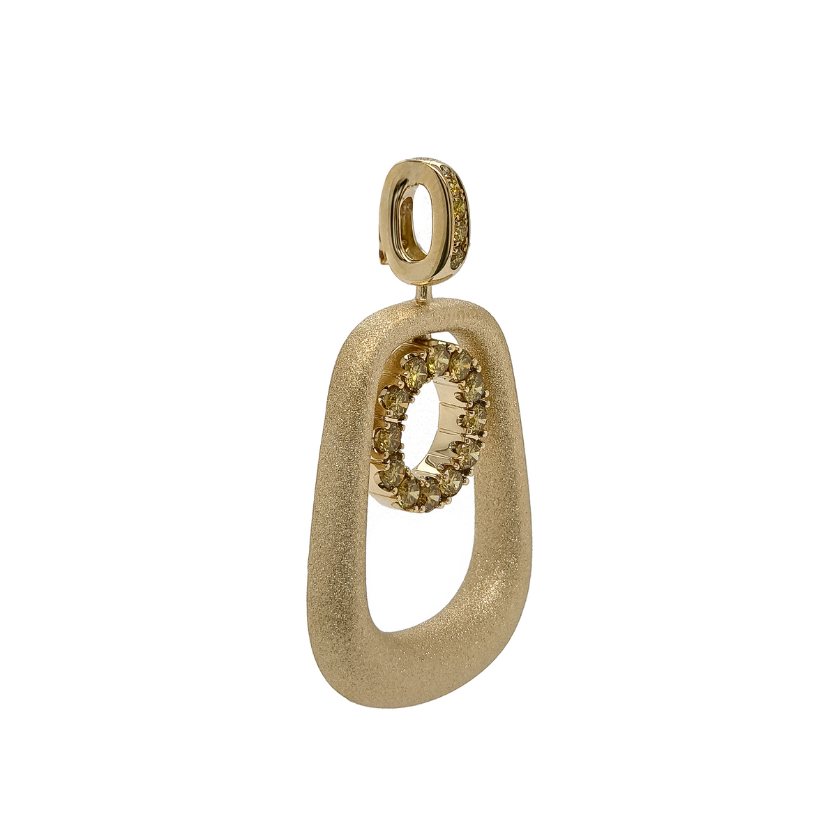 18KT Yellow Gold Enamel & Yellow Diamond Pendant