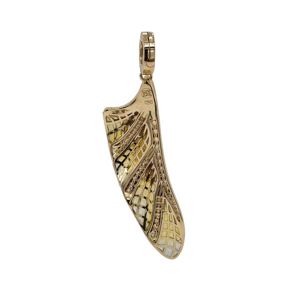 18KT Yellow Gold Enamel, Opal, Sapphire, Diamond ,Color Precious Stone Dragonfly Brooch / Pendant