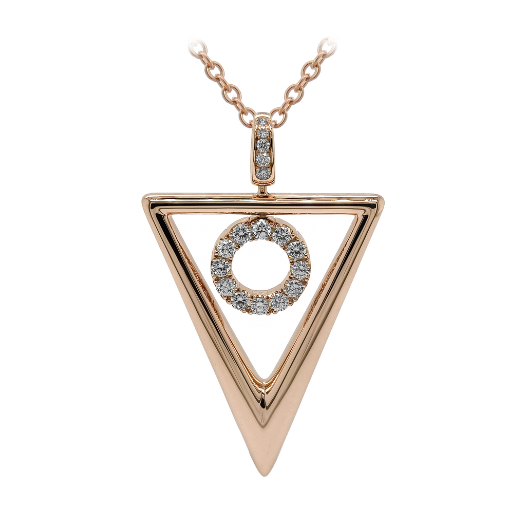 18KT Rose Gold Enamel & Diamond Pendant