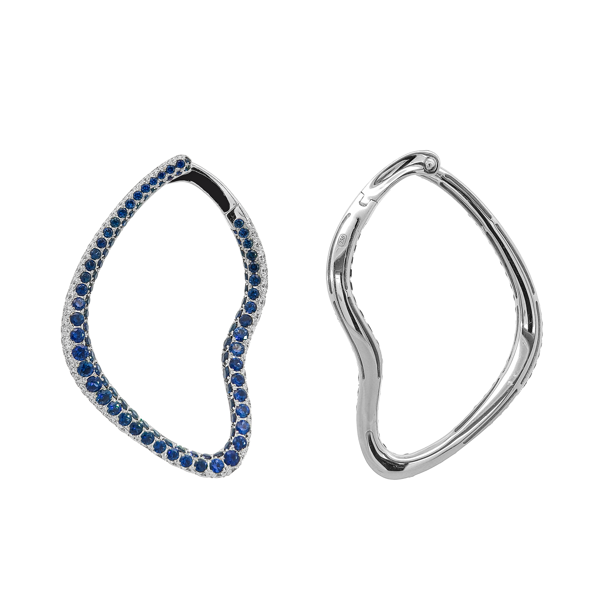 18KT White Gold Sapphire & Diamond Earrings