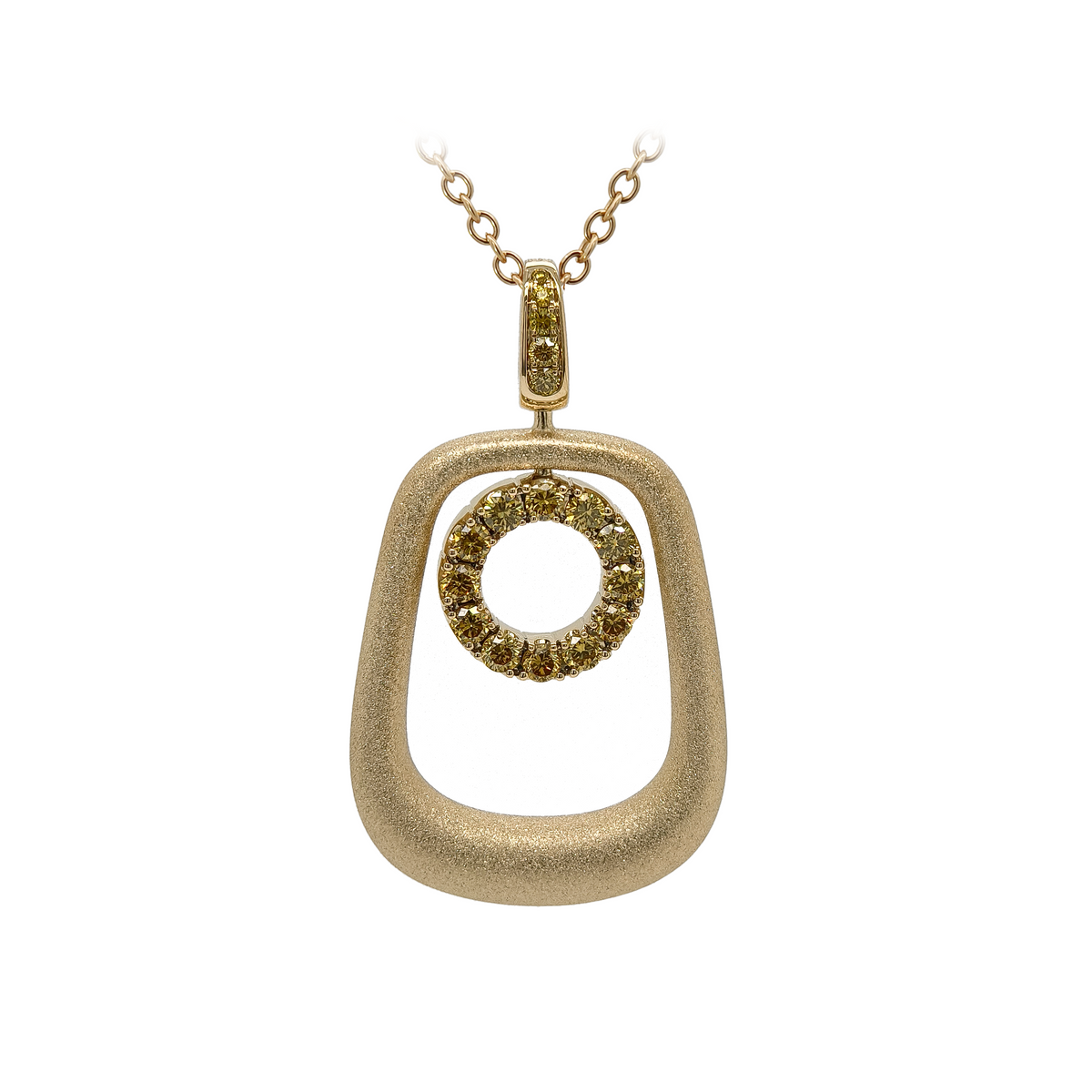 18KT Yellow Gold Enamel & Yellow Diamond Pendant