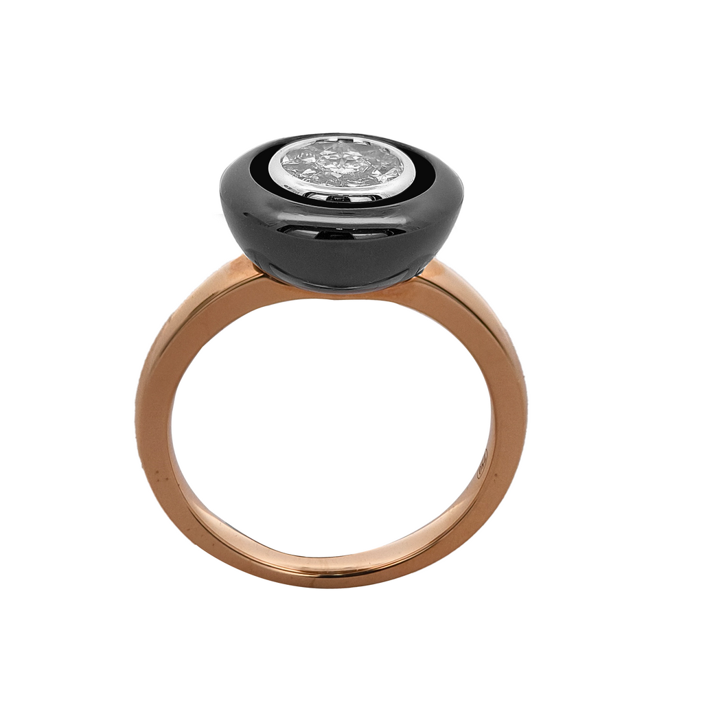 18KT Rose, White & Yellow Gold Diamond Ring