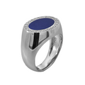 18KT White Gold Lapis& Diamond Ring