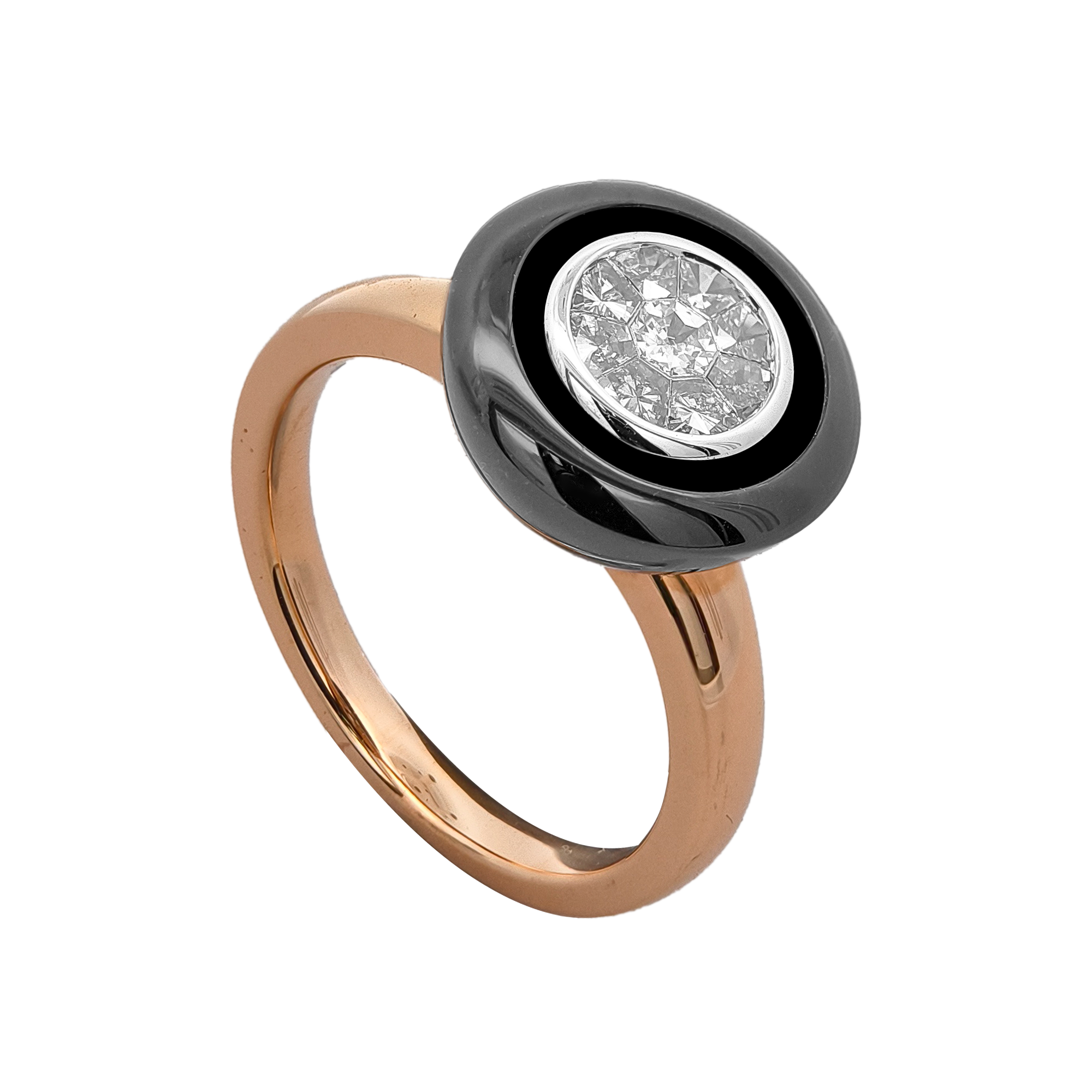18KT Rose, White & Yellow Gold Diamond Ring