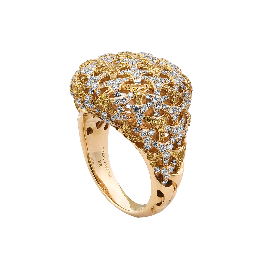 18KT Yellow Gold Yellow Diamond & Diamond Ring