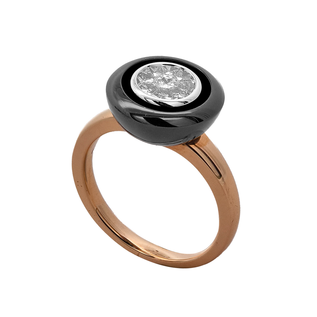 18KT Rose, White & Yellow Gold Diamond Ring