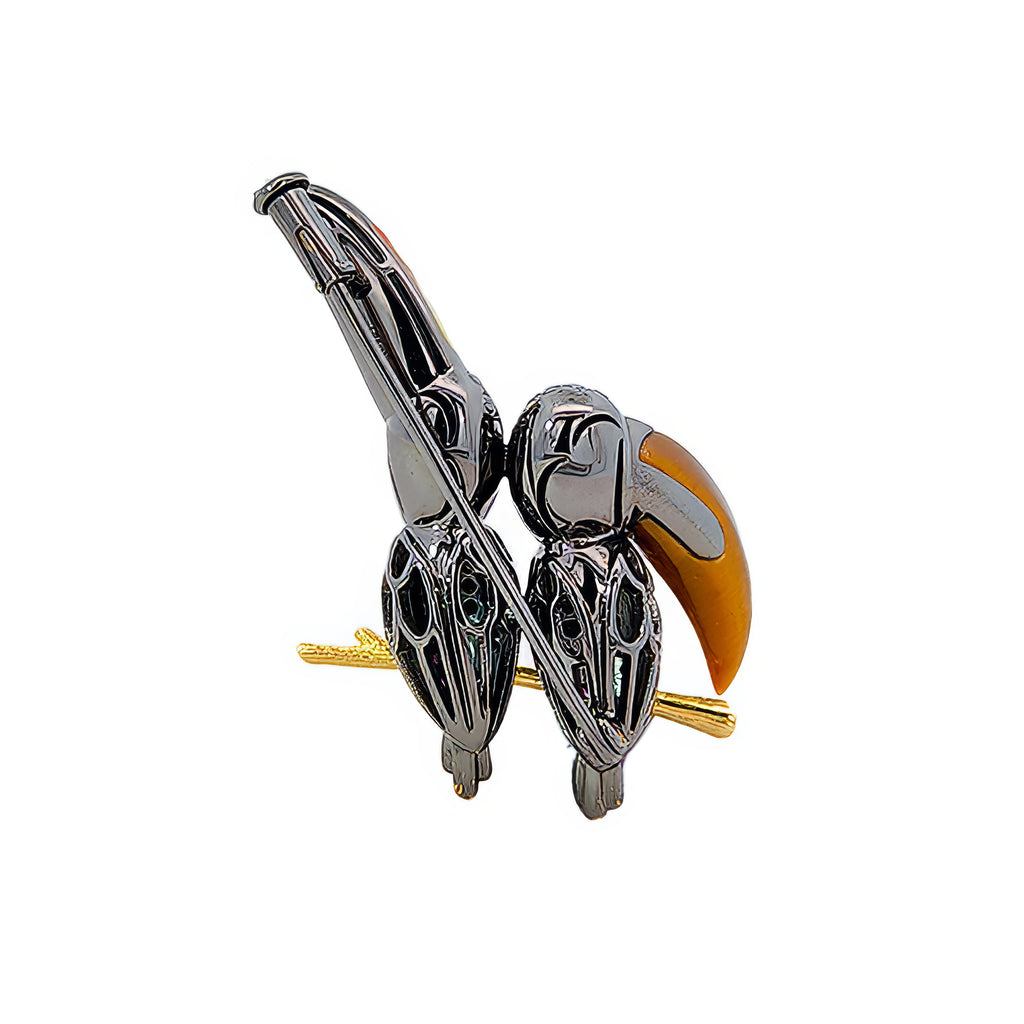 Back view of 18K gold toucan brooch , BRH7430_001