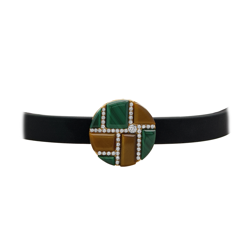 Malachite, Tiger's Eye & Diamond Bracelet