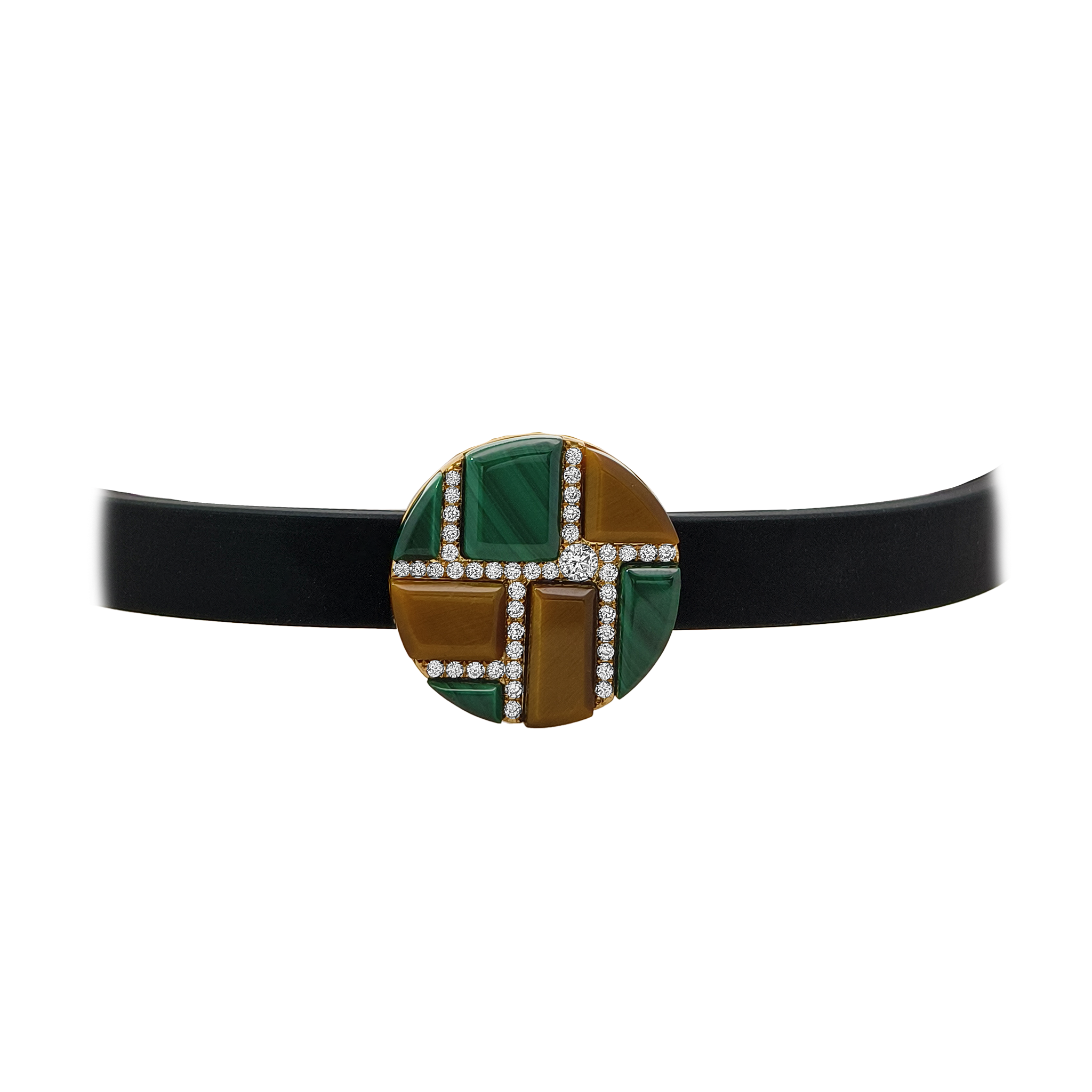 Malachite, Tiger's Eye & Diamond Bracelet