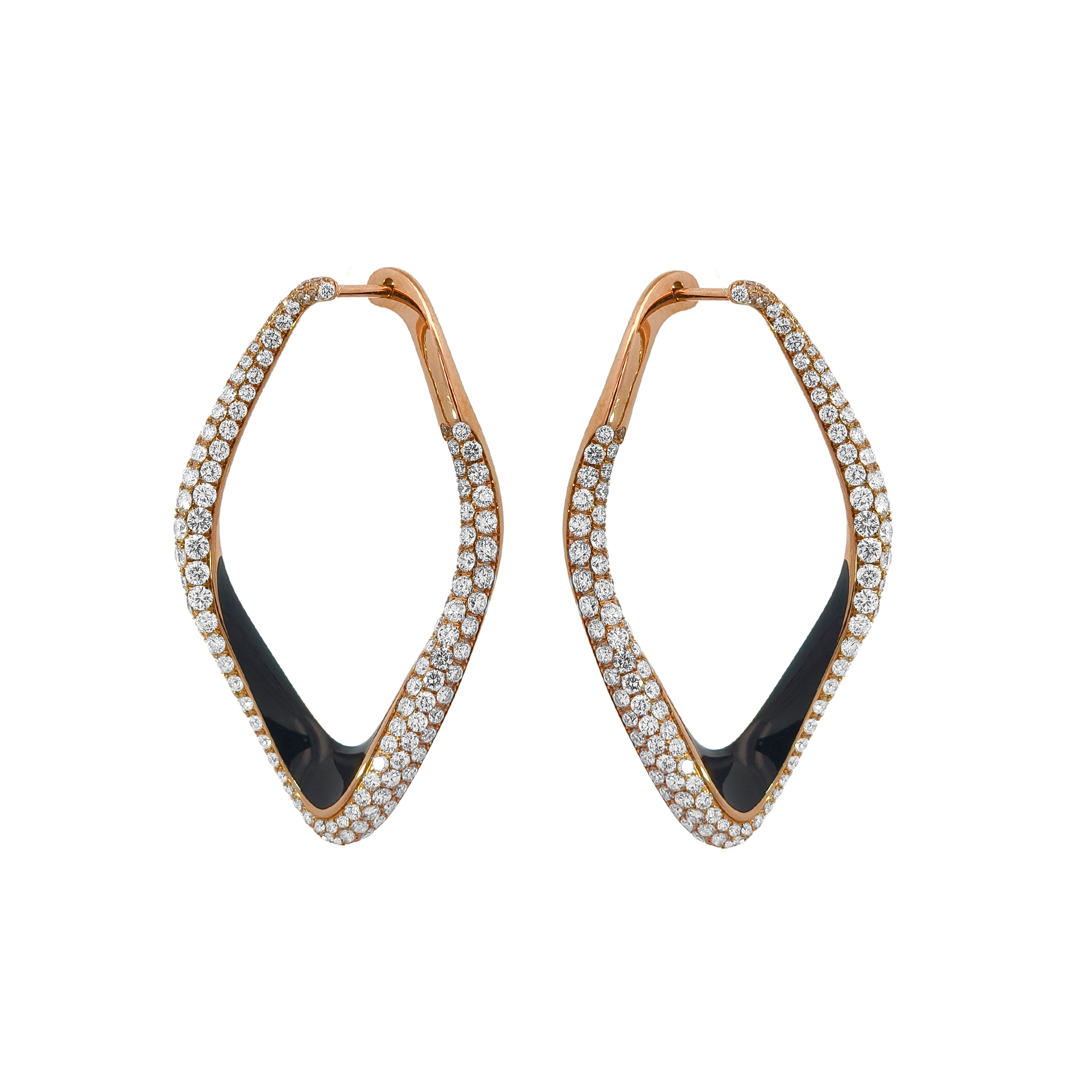 18KT Rose Gold Enamel & Diamond Earrings