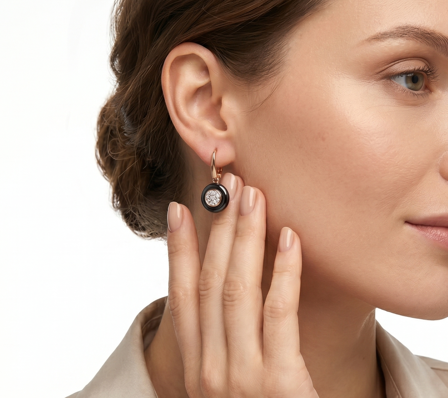 18KT Rose, White & Yellow Gold Diamond Earrings