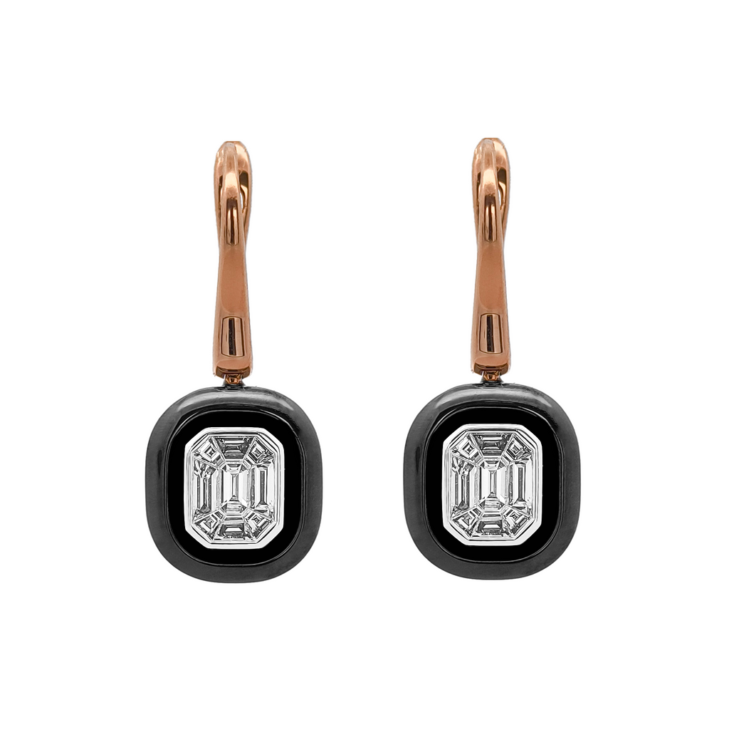 18KT Rose, White & Yellow Gold Diamond Earrings