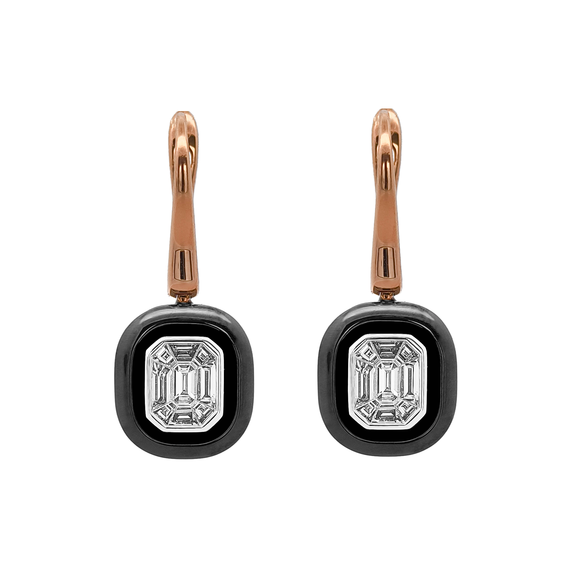 18KT Rose, White & Yellow Gold Diamond Earrings