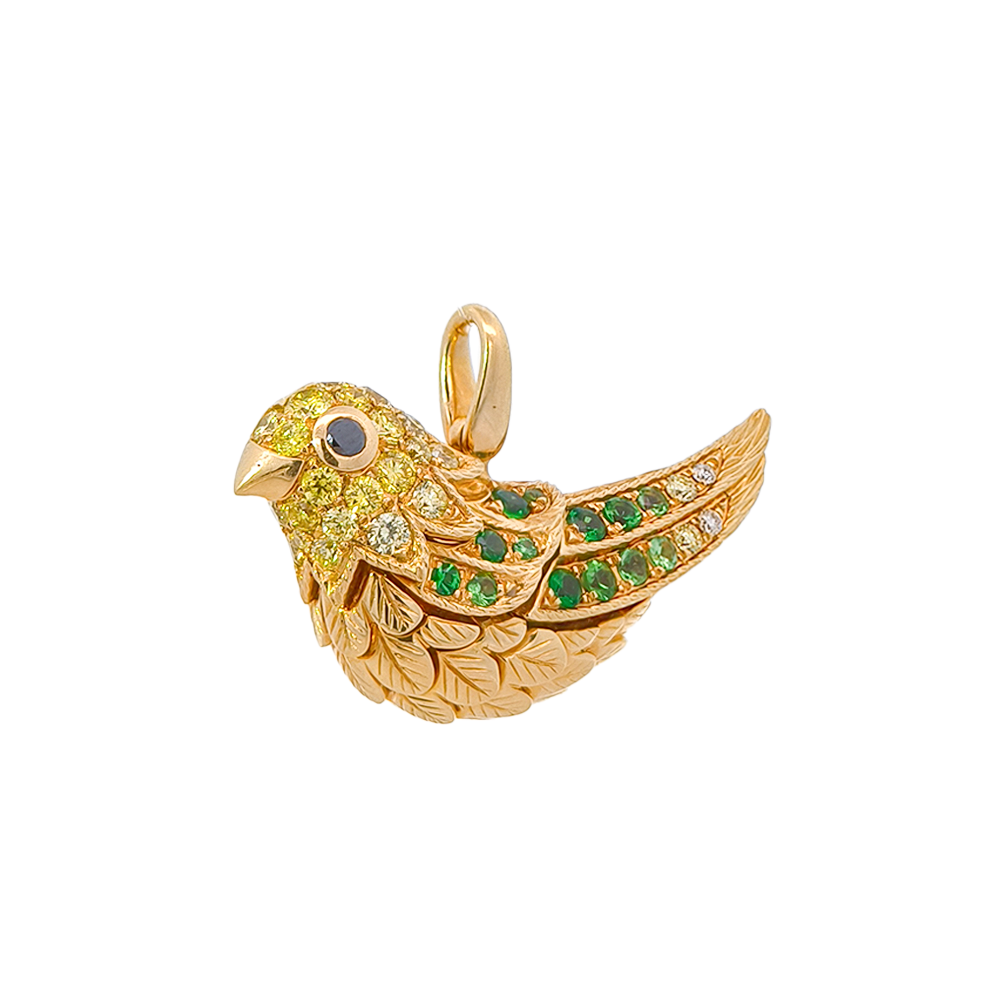 18KT Yellow Gold Bloom Pendant with Tsavorite & Diamonds