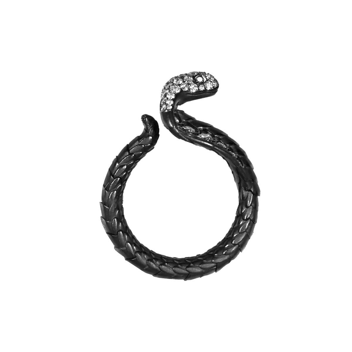 18KT Rose Gold with Black Rhodium Snake Black Diamond & Diamond Ring