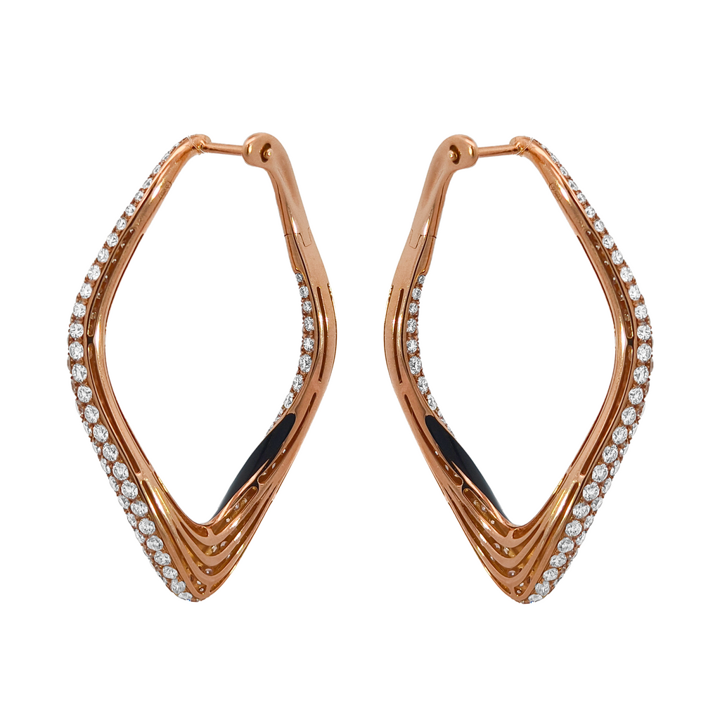 18KT Rose Gold Enamel & Diamond Earrings