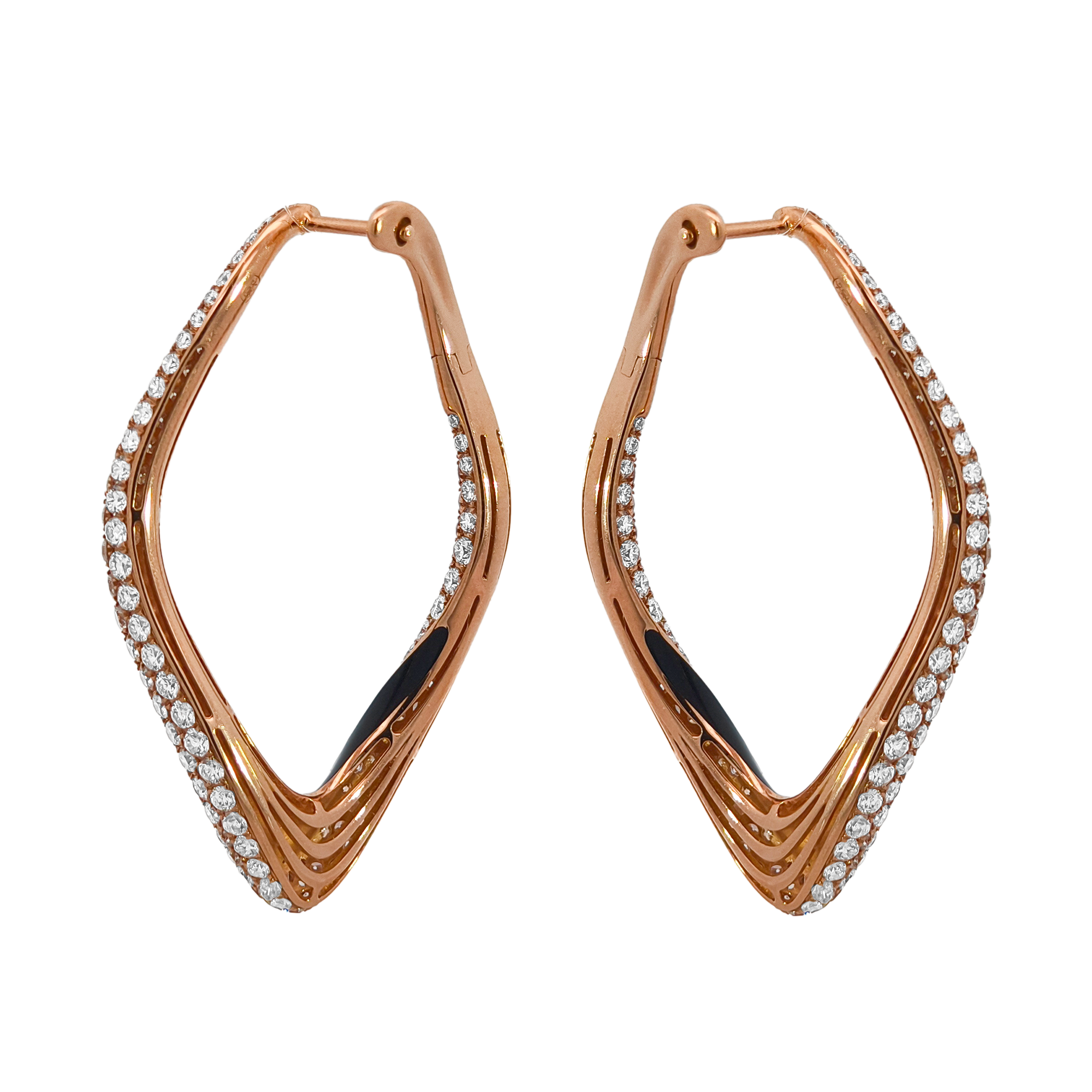 18KT Rose Gold Enamel & Diamond Earrings