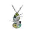 18KT White Gold Duet Pendant with Enamel, Sapphires & Diamonds