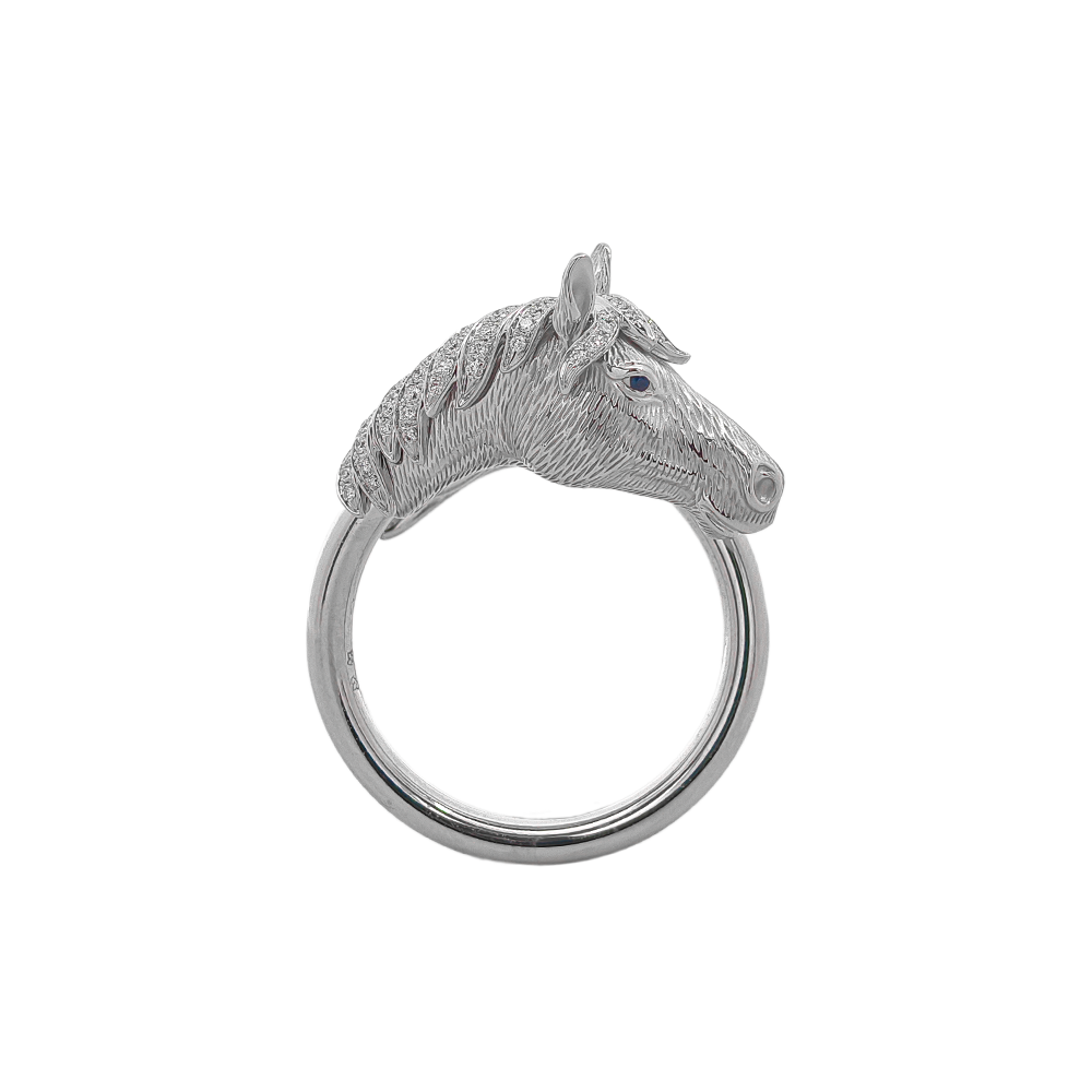 18KT Gold Steed Ring with Sapphire & Diamond