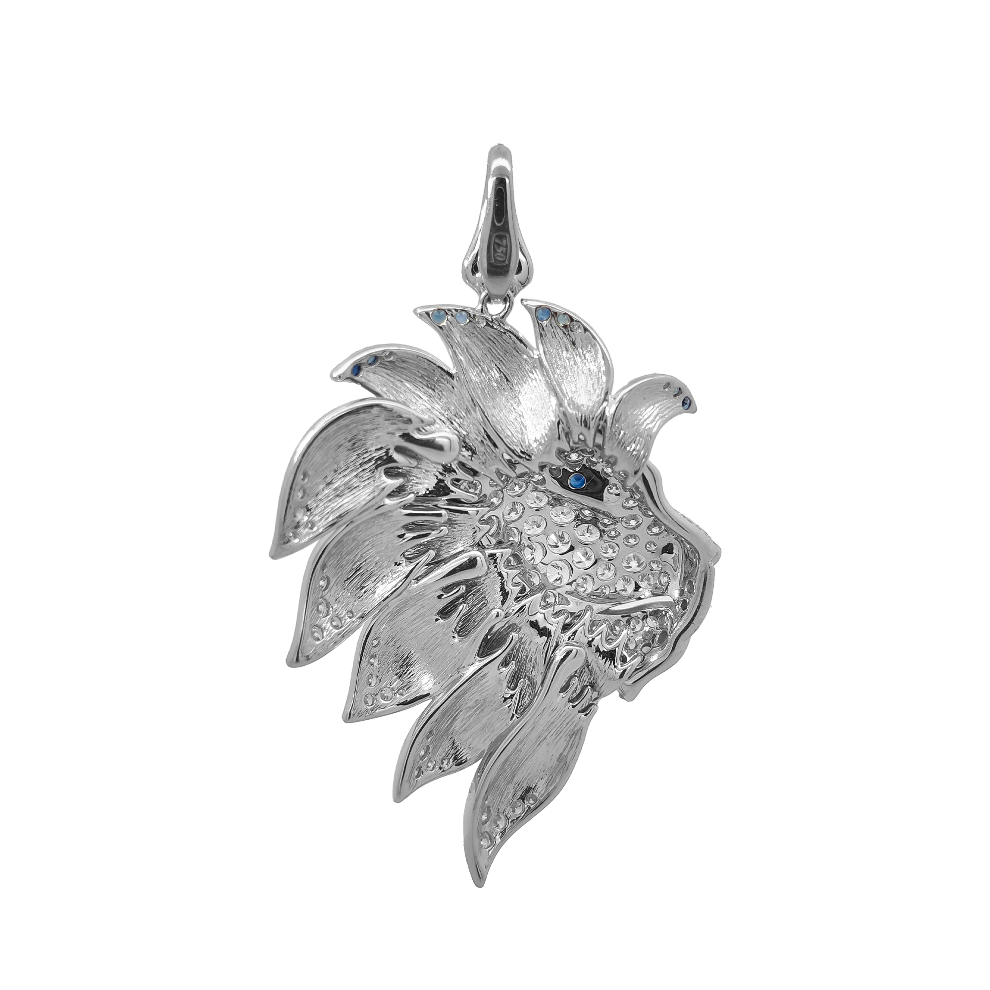 18KT Yellow Gold Enamel, Moonstone, Sapphire & Diamond Pendant