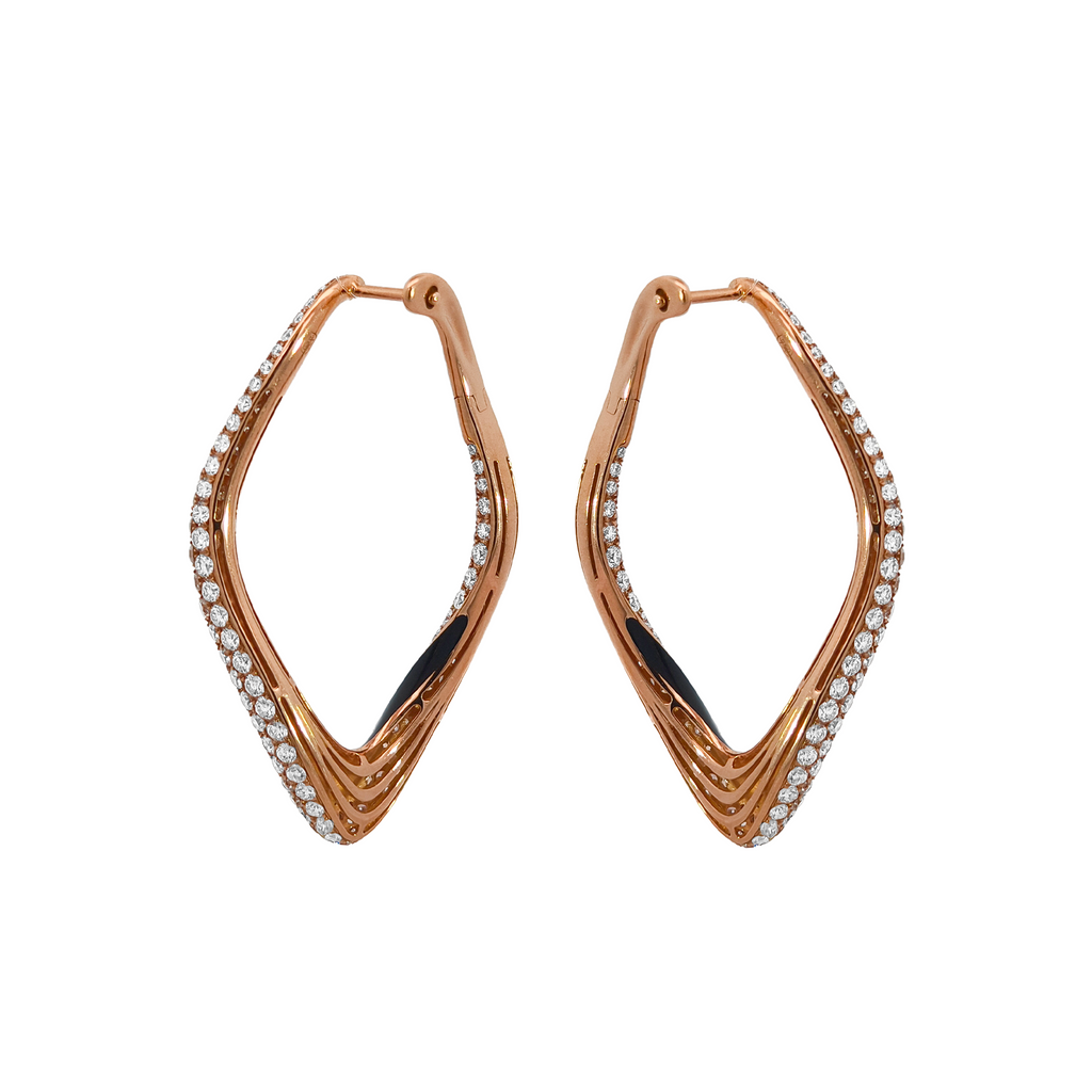 18KT Rose Gold Enamel & Diamond Earrings