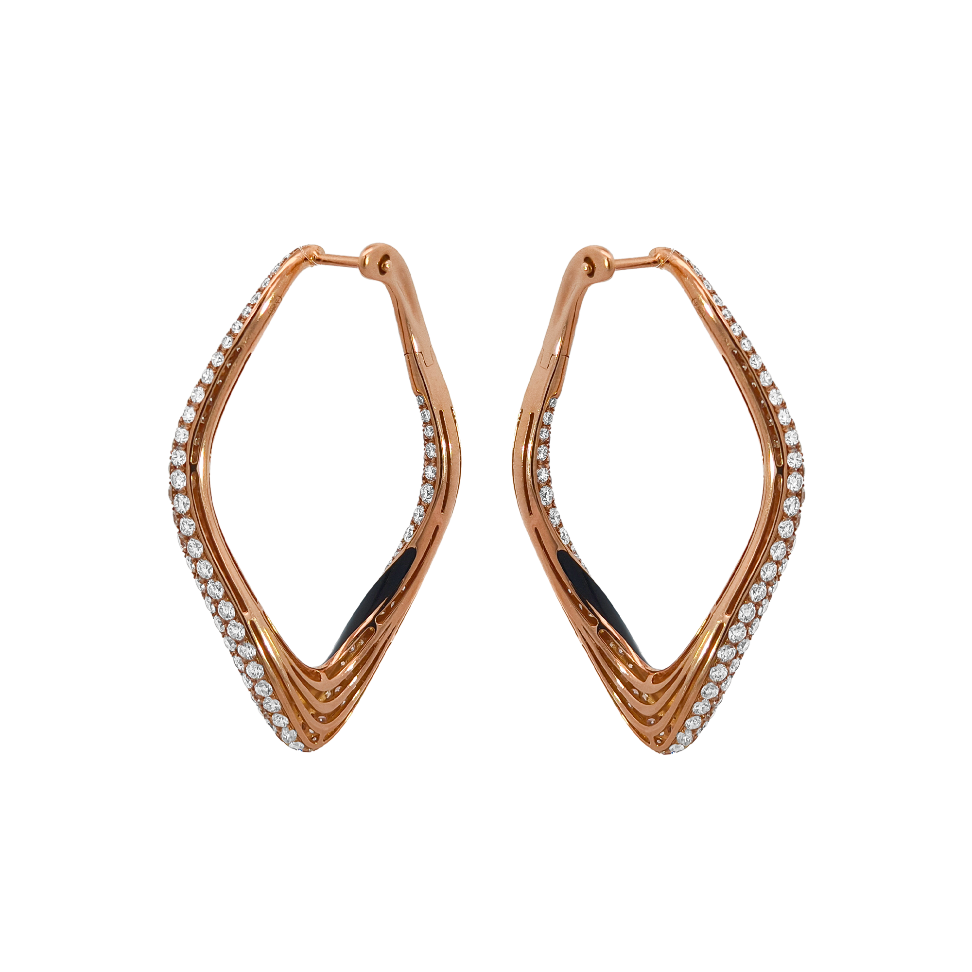 18KT Rose Gold Enamel & Diamond Earrings