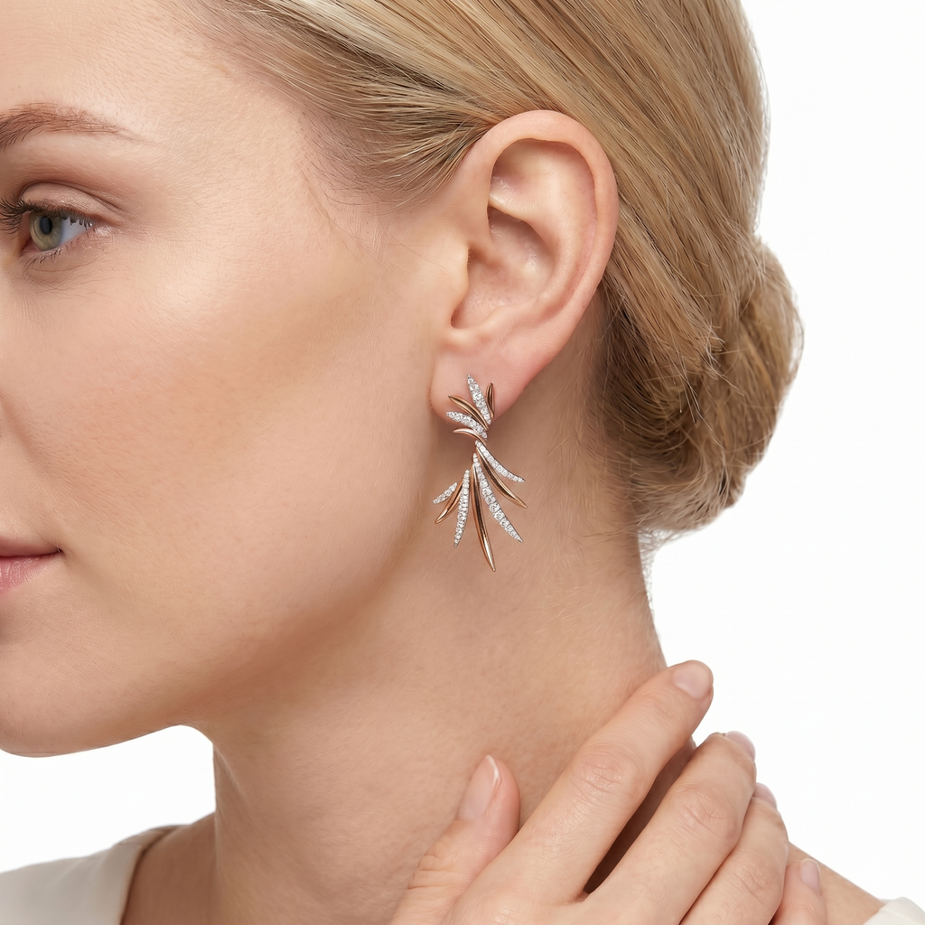 18KT White & Rose Gold Diamond Earrings