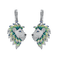 18KT Yellow Gold Enamel, Moonstone, Sapphire & Diamond Earrings