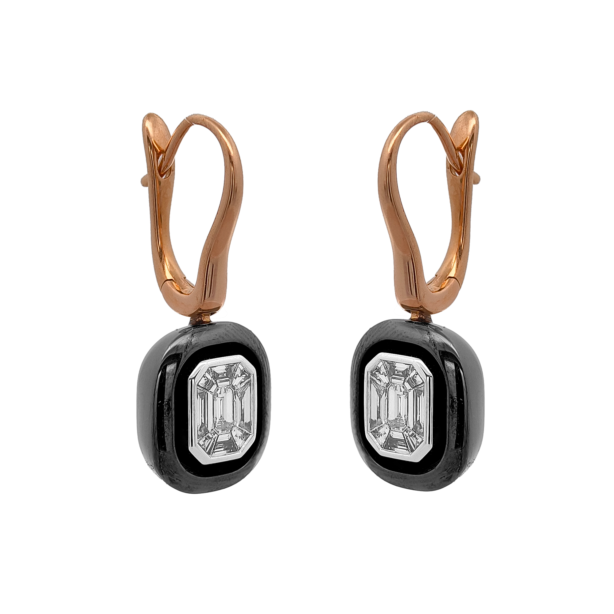 18KT Rose, White & Yellow Gold Diamond Earrings
