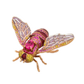18K Rose Gold Bee Brooch with Enamel, Ruby, Sapphire & Diamond