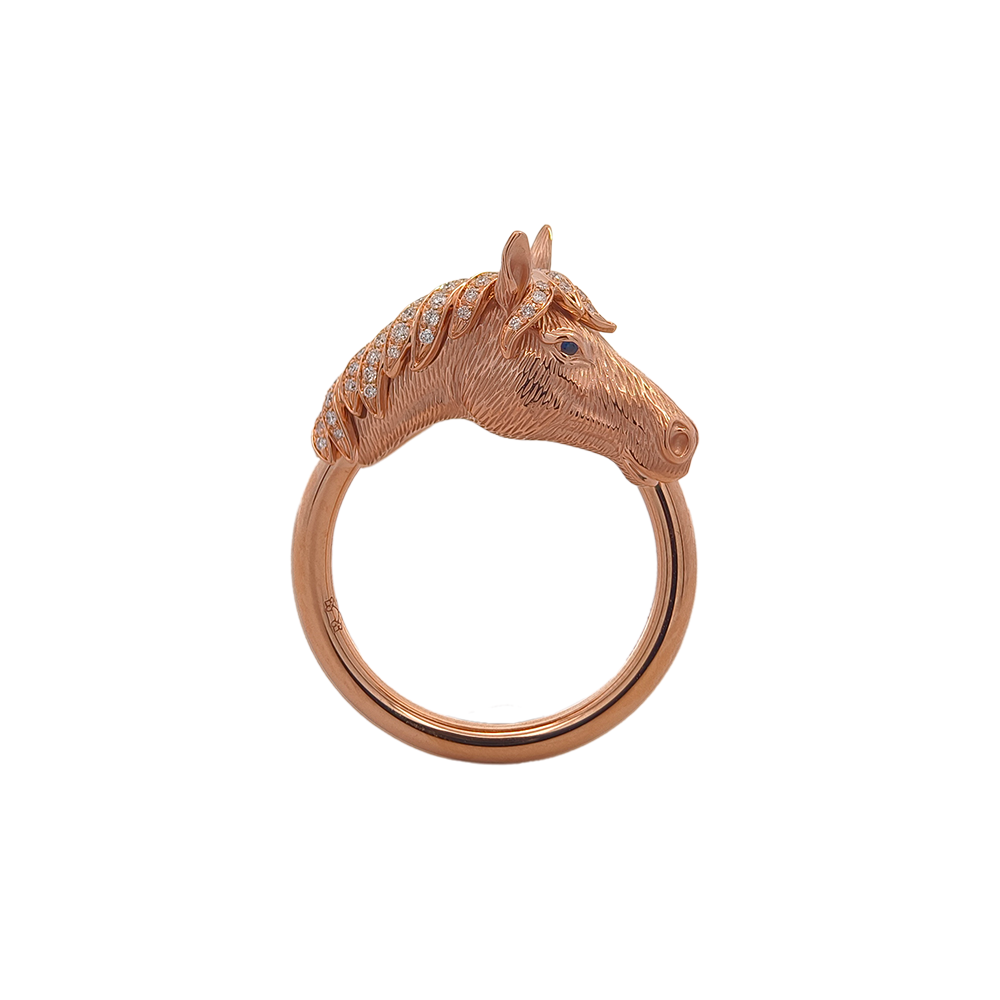 18KT Gold Steed Ring with Sapphire & Diamond