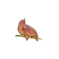 18KT Rose Gold Duet Lovebirds Brooch with Sapphires, Tsavorites, Diamonds & Enamel